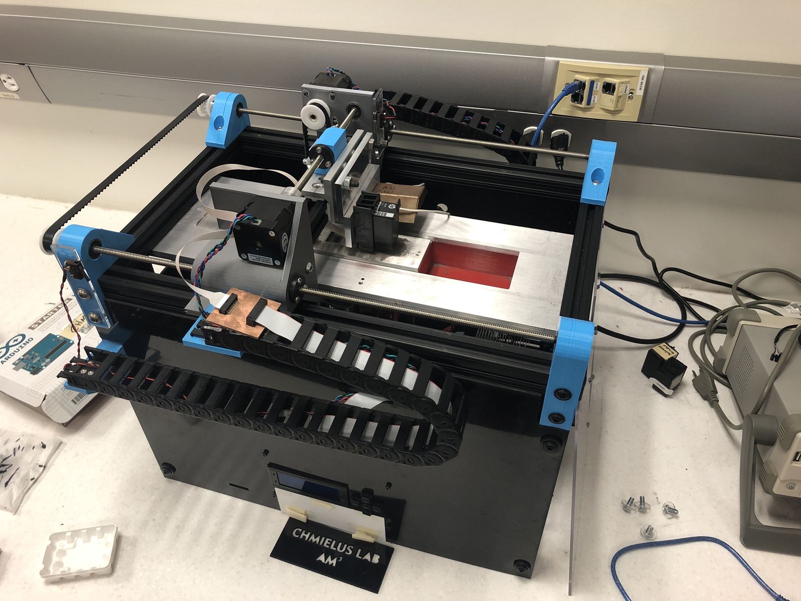 Picture of custom-built binder jet printer.